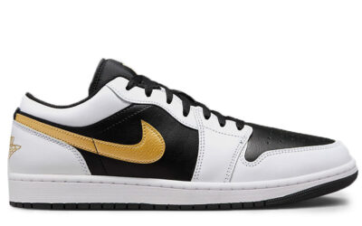 Giày Nike Air Jordan 1 Low White Black Metallic Gold Swoosh Best Quality