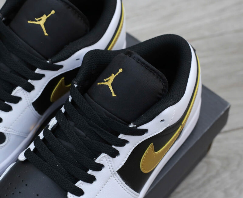 Giày Nike Air Jordan 1 Low White Black Metallic Gold Swoosh Best Quality