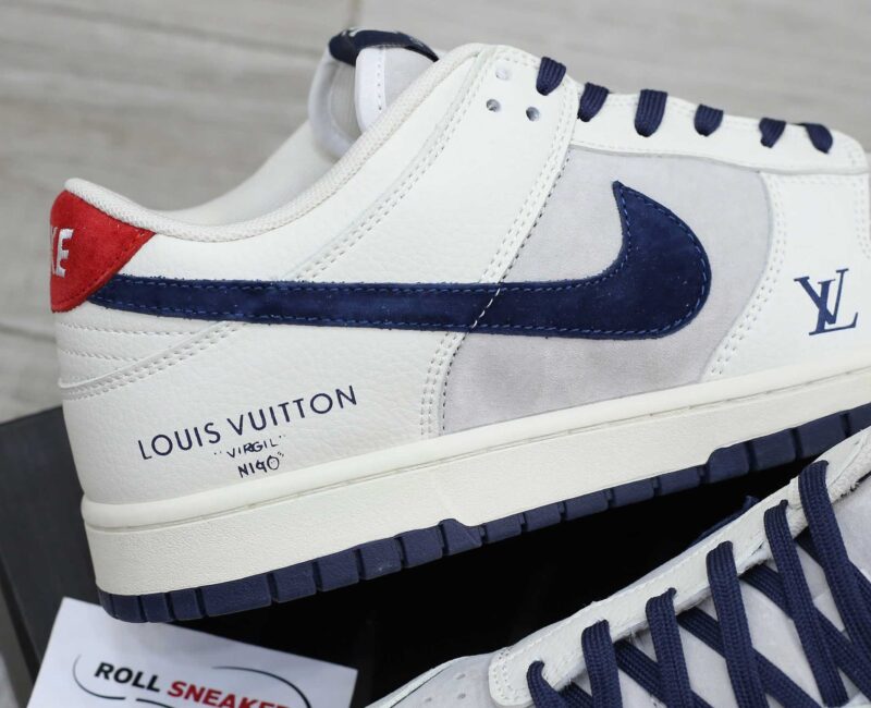 Giày Nike SB Dunk Low x Louis Vuitton Grey Blue Red Like Auth