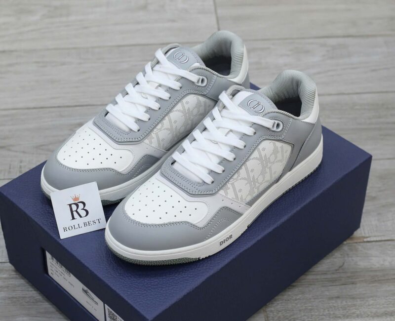 Giày Dior B27 Low Gray Smooth Da Bê White Dior Oblique Galaxy Like Auth