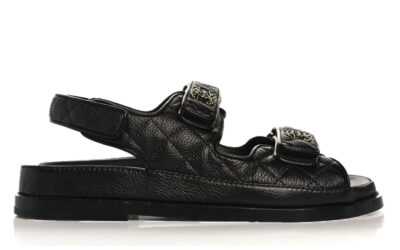 Dép Chanel Grained Da Bê Velcro Dad Sandals Best Quality