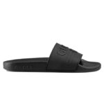 Dép Gucci Logo Slide Black Rubber Best Quality