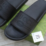 Dép Gucci Logo Slide Black Rubber Best Quality