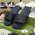 Dép Gucci Logo Slide Black Rubber Best Quality