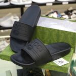 Dép Gucci Logo Slide Black Rubber Best Quality