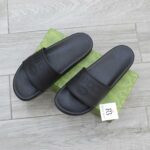 Dép Gucci Logo Slide Black Rubber Best Quality