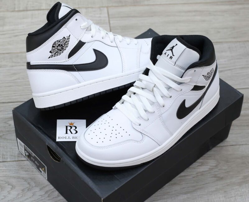 Giày Nike Air Jordan 1 Mid “White/Black” Best Quality