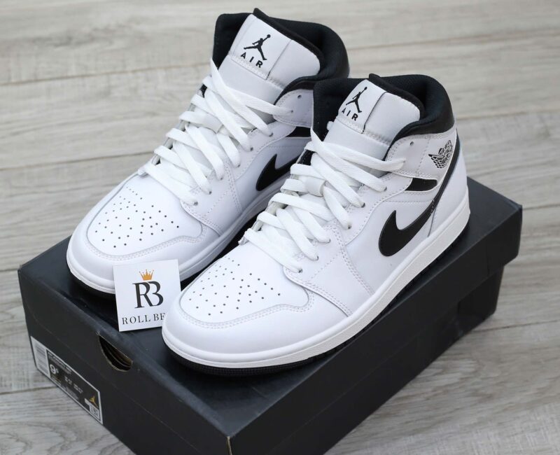 Giày Nike Air Jordan 1 Mid “White/Black” Best Quality