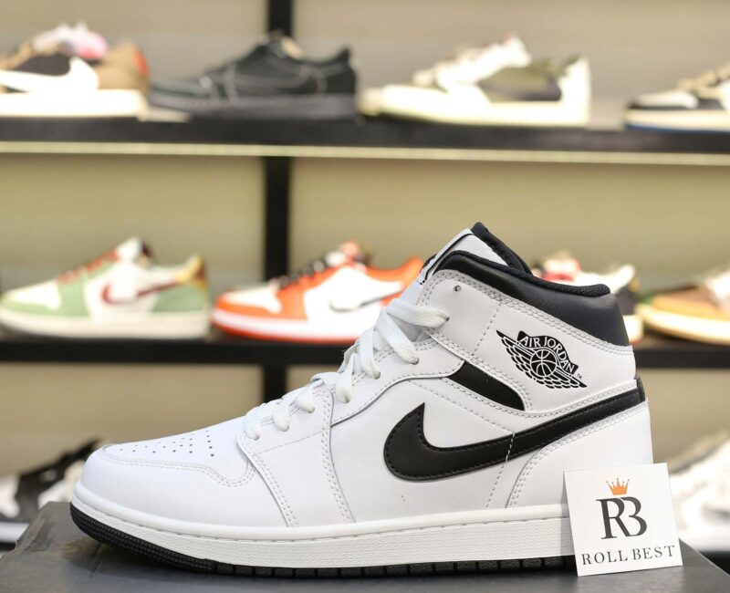 Giày Nike Air Jordan 1 Mid “White/Black” Best Quality