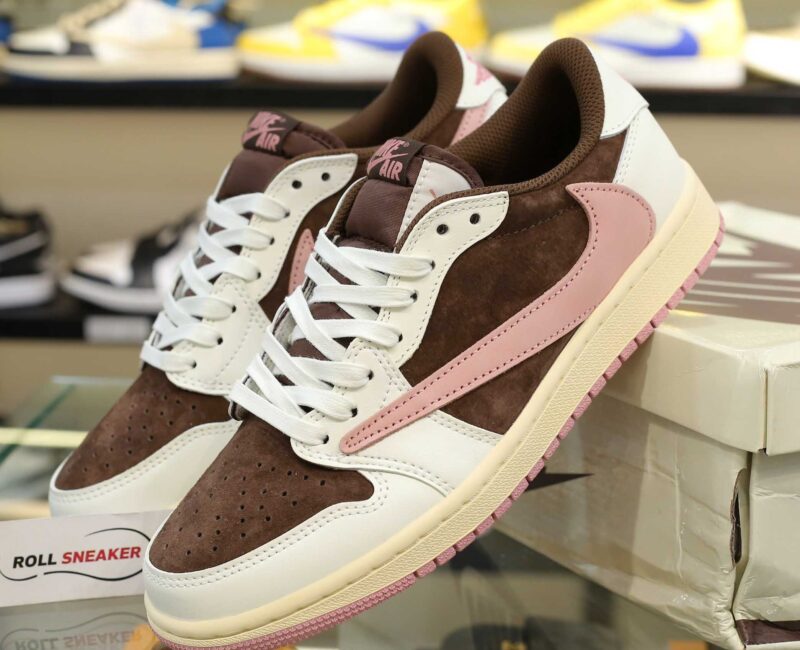 Giày Nike Travis Scott J1 LOW, DARK PONY PINK Like Auth