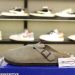 Dép Birkenstock Boston Soft Footbed Suede Dark Grey Xám Xi Măng