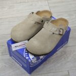 Dép Birkenstock Boston Soft Footbed Suede Dark Grey Xám Xi Măng