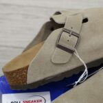 Dép Birkenstock Boston Soft Footbed Suede Dark Grey Xám Xi Măng