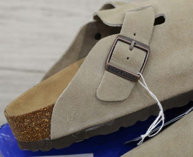 Dép Birkenstock Boston Soft Footbed Suede Dark Grey Xám Xi Măng