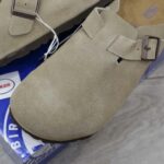 Dép Birkenstock Boston Soft Footbed Suede Dark Grey Xám Xi Măng