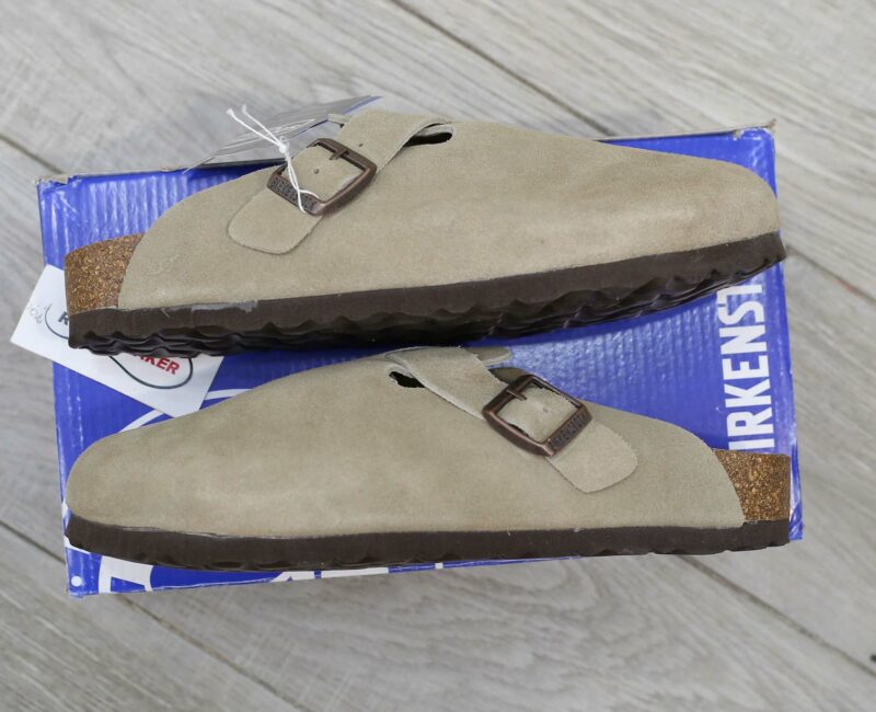 Dép Birkenstock Boston Soft Footbed Suede Dark Grey Xám Xi Măng