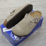 Dép Birkenstock Boston Soft Footbed Suede Dark Grey Xám Xi Măng