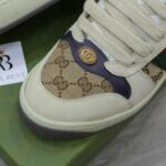 Giày Gucci Screener Leather and GG-Supreme gót Tím Best Quality