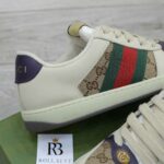 Giày Gucci Screener Leather and GG-Supreme gót Tím Best Quality