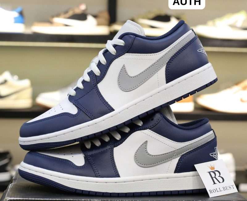 Giày Nike Air Jordan 1 Low ‘Midnight Navy Wolf Grey’ Best Quality