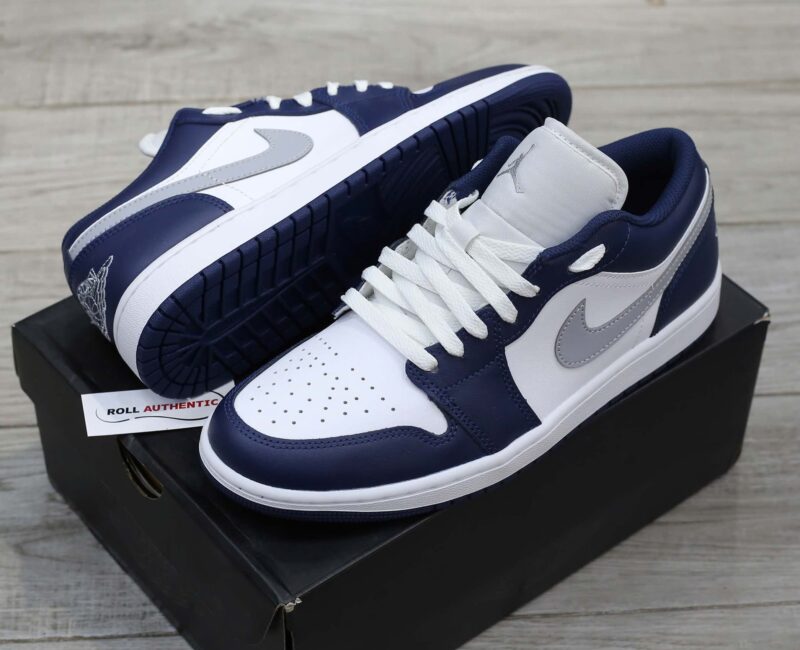 Giày Nike Air Jordan 1 Low ‘Midnight Navy Wolf Grey’ Real