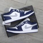 Giày Nike Air Jordan 1 Low ‘Midnight Navy Wolf Grey’ Real