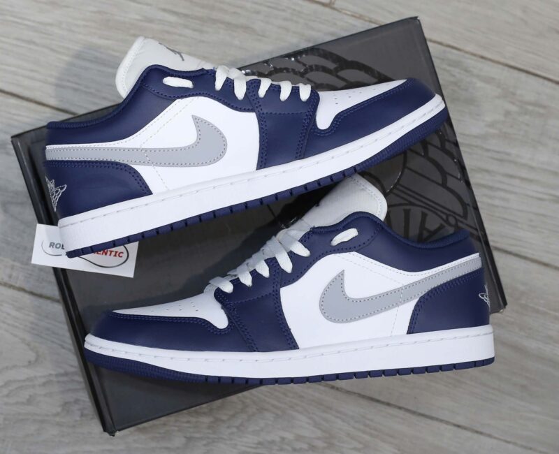 Giày Nike Air Jordan 1 Low ‘Midnight Navy Wolf Grey’ Real