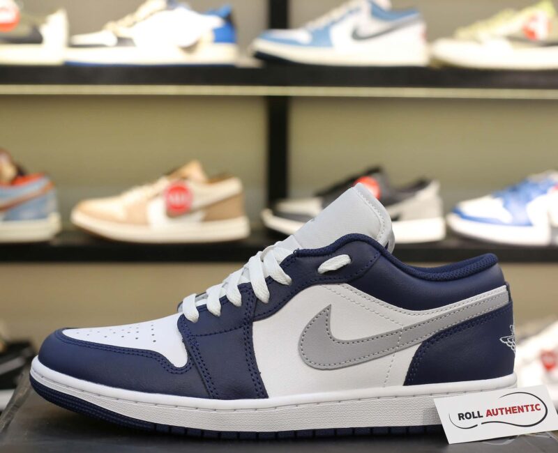 Giày Nike Air Jordan 1 Low ‘Midnight Navy Wolf Grey’ Real