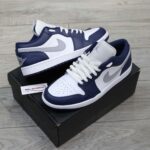 Giày Nike Air Jordan 1 Low ‘Midnight Navy Wolf Grey’ Real