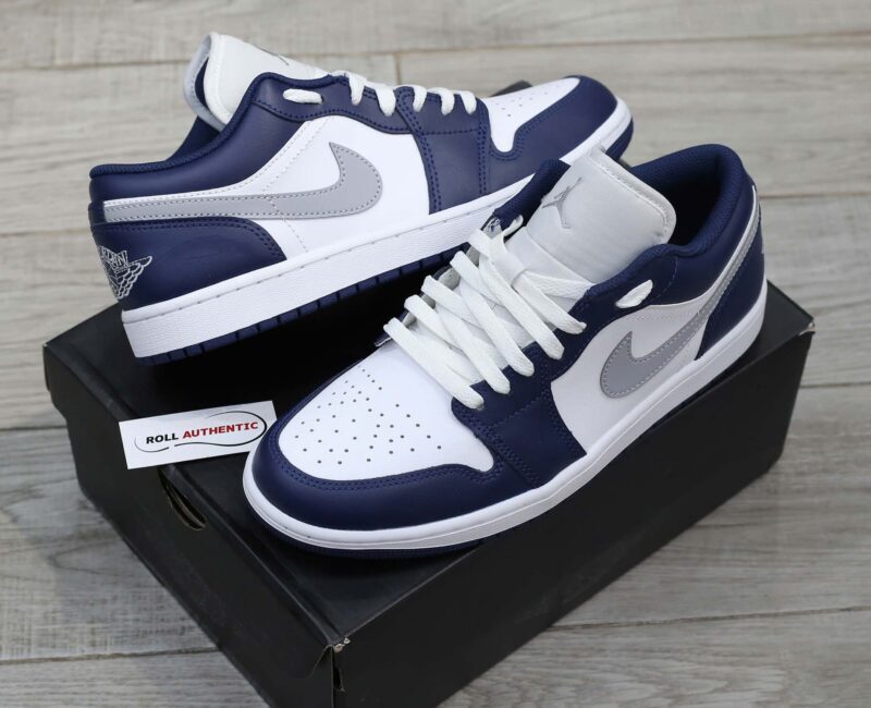 Giày Nike Air Jordan 1 Low ‘Midnight Navy Wolf Grey’ Real