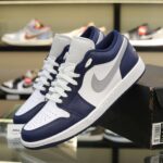 Giày Nike Air Jordan 1 Low ‘Midnight Navy Wolf Grey’ Real