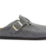 Dép Birkenstock Boston Soft Footbed Suede Dark Grey Xám Xi Măng