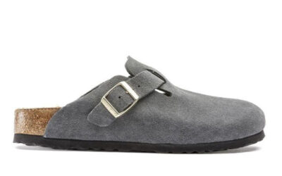 Dép Birkenstock Boston Soft Footbed Suede Dark Grey Xám Xi Măng