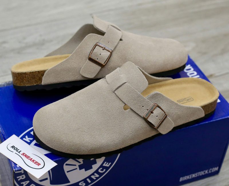 Dép Birkenstock Boston Soft Footbed Taupe Màu Xám