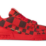 Giày Louis Vuitton LV Trainer Sneaker Damier Pop Rojo Hombre Like Auth