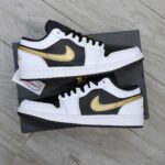 Giày Nike Air Jordan 1 Low Gold Swoosh Real