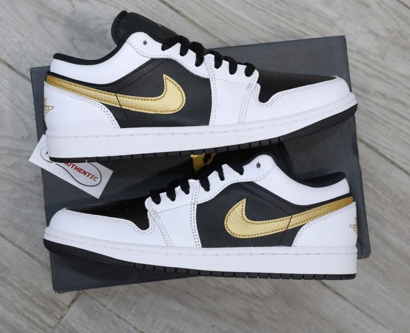 Giày Nike Air Jordan 1 Low Gold Swoosh Real