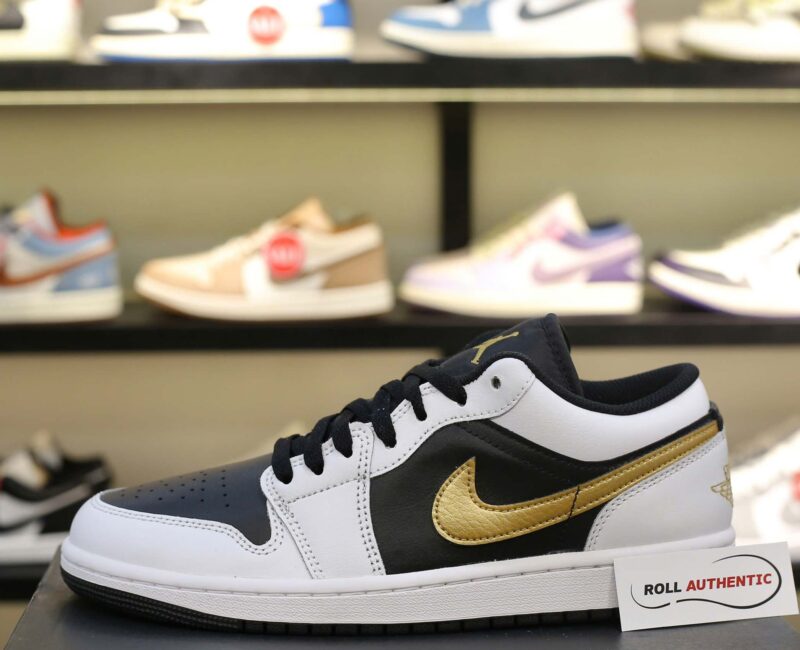 Giày Nike Air Jordan 1 Low Gold Swoosh Real