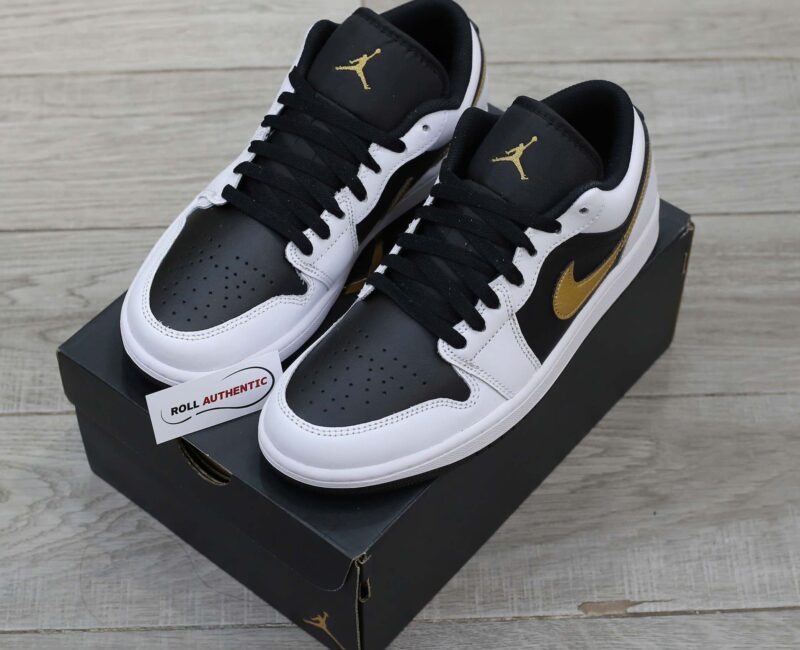 Giày Nike Air Jordan 1 Low Gold Swoosh Real