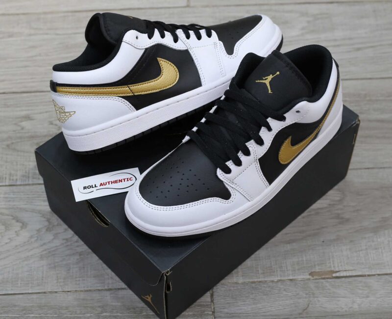 Giày Nike Air Jordan 1 Low Gold Swoosh Real