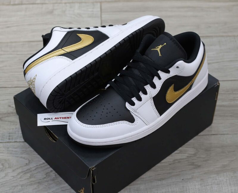 Giày Nike Air Jordan 1 Low Gold Swoosh Real