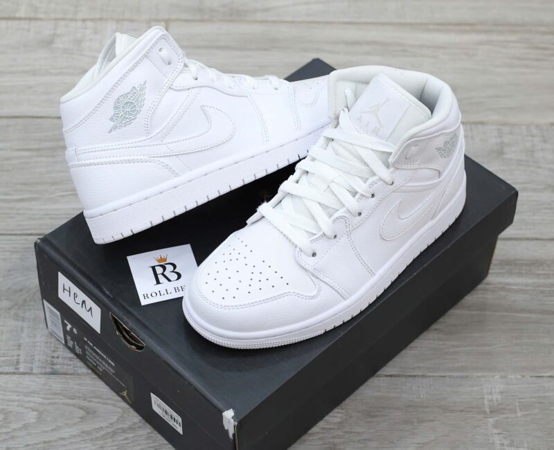 Giày Nike Air Jordan 1 Mid Triple White Best Quality