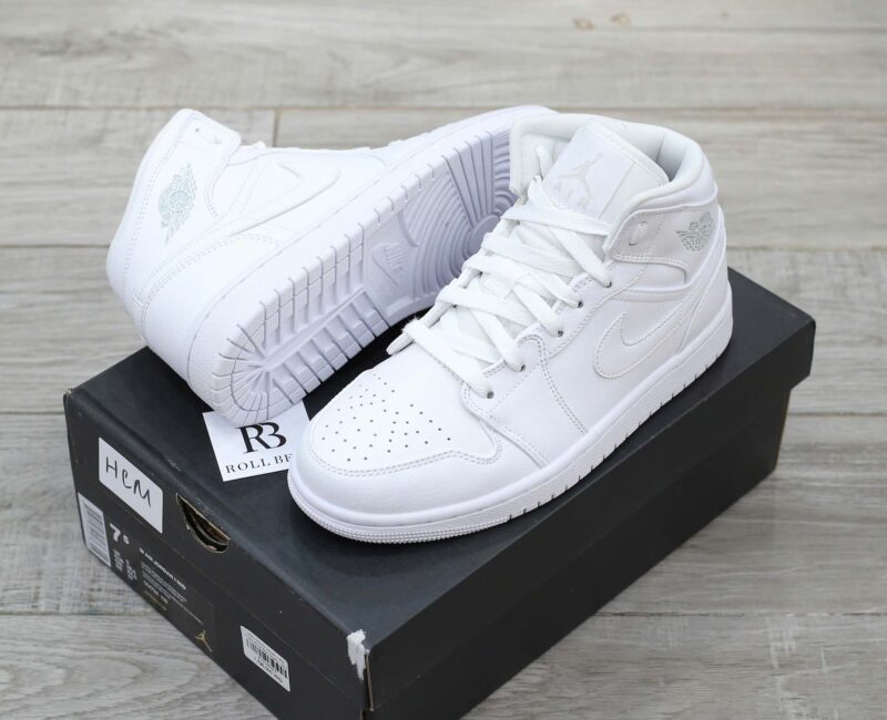 Giày Nike Air Jordan 1 Mid Triple White Best Quality