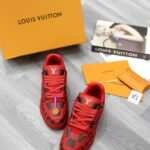 Giày Louis Vuitton LV Trainer Sneaker Damier Pop Rojo Hombre Like Auth