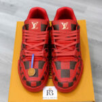 Giày Louis Vuitton LV Trainer Sneaker Damier Pop Rojo Hombre Like Auth