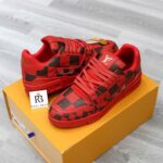 Giày Louis Vuitton LV Trainer Sneaker Damier Pop Rojo Hombre Like Auth