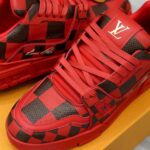 Giày Louis Vuitton LV Trainer Sneaker Damier Pop Rojo Hombre Like Auth