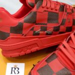 Giày Louis Vuitton LV Trainer Sneaker Damier Pop Rojo Hombre Like Auth