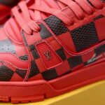 Giày Louis Vuitton LV Trainer Sneaker Damier Pop Rojo Hombre Like Auth