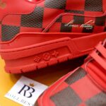 Giày Louis Vuitton LV Trainer Sneaker Damier Pop Rojo Hombre Like Auth